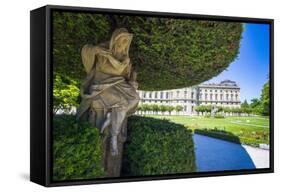 Statue under a Tree in the Baroque Gardens in the Wurzburg Residencewurzburg-Michael Runkel-Framed Stretched Canvas