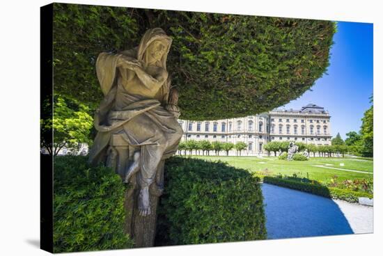 Statue under a Tree in the Baroque Gardens in the Wurzburg Residencewurzburg-Michael Runkel-Stretched Canvas