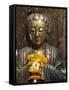 Statue with Offering of Marigold Flowers, Emerald Buddha Temple, Bangkok, Thailand, Southeast Asia-Alain Evrard-Framed Stretched Canvas