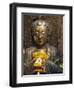 Statue with Offering of Marigold Flowers, Emerald Buddha Temple, Bangkok, Thailand, Southeast Asia-Alain Evrard-Framed Photographic Print