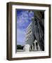 Statue with the Palazzo Della Civilta Di Lavoro Behind, Eur, Lazio, Italy-Oliviero Olivieri-Framed Photographic Print