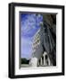 Statue with the Palazzo Della Civilta Di Lavoro Behind, Eur, Lazio, Italy-Oliviero Olivieri-Framed Photographic Print