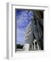 Statue with the Palazzo Della Civilta Di Lavoro Behind, Eur, Lazio, Italy-Oliviero Olivieri-Framed Photographic Print