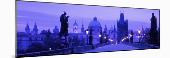 Statues Along a Bridge, Charles Bridge, Prague, Czech Republic-null-Mounted Photographic Print