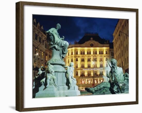 Statues at Fountain and Pension Neuer Markt at Neuer Markt Square, Innere Stadt, Vienna, Austria-Richard Nebesky-Framed Photographic Print