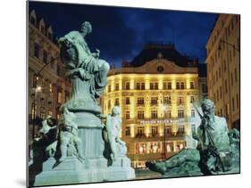 Statues at Fountain and Pension Neuer Markt at Neuer Markt Square, Innere Stadt, Vienna, Austria-Richard Nebesky-Mounted Photographic Print