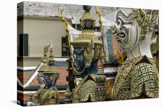 Statues at the Temple of the Emerald Buddha (Wat Phra Kaew)-John Woodworth-Stretched Canvas