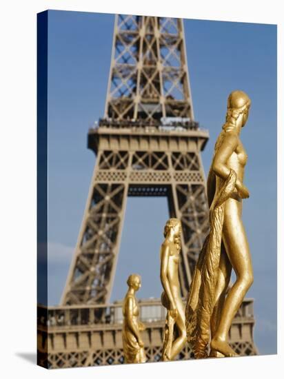 Statues at Trocadero and Eiffel Tower-Rudy Sulgan-Stretched Canvas