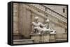 Statues in Campidoglio Square under Snow-Alessandro0770-Framed Stretched Canvas