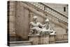 Statues in Campidoglio Square under Snow-Alessandro0770-Stretched Canvas