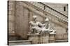 Statues in Campidoglio Square under Snow-Alessandro0770-Stretched Canvas