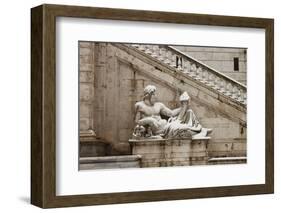 Statues in Campidoglio Square under Snow-Alessandro0770-Framed Photographic Print