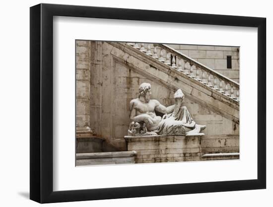 Statues in Campidoglio Square under Snow-Alessandro0770-Framed Photographic Print