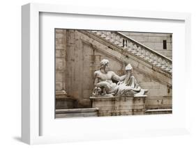 Statues in Campidoglio Square under Snow-Alessandro0770-Framed Photographic Print