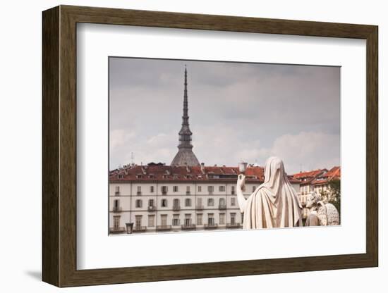 Statues in Front of Gran Madre Di Dio Look over to Mole Antonelliana-Julian Elliott-Framed Photographic Print