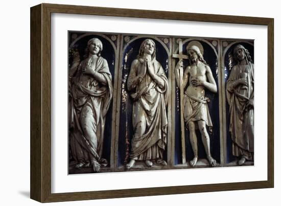 Statues in Glazed Terracotta, Part of the Altar Frontal from the Altar-Andrea Della Robbia-Framed Giclee Print