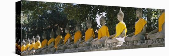 Statues of Buddha in a Temple, Wat Yai Chai Ya Mongkhon, Ayuthaya, Thailand-null-Stretched Canvas