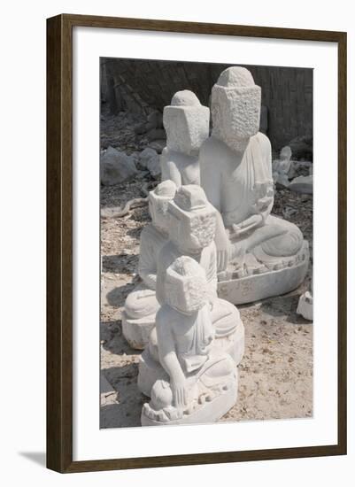 Statues of Buddha in Stone to Be Finished, Stone Carvers and Masons District, Mandalay City-Stephen Studd-Framed Photographic Print