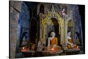 Statues of Buddha, Pagoda of Andaw, Dated 1521, Mrauk U, Rakhaing State, Myanmar (Burma), Asia-Nathalie Cuvelier-Stretched Canvas