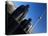 Statues of Marx and Engels, with TV Tower or Fernsehturm Beyond, Berlin, Germany-Gavin Hellier-Stretched Canvas