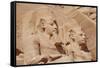 Statues of Pharaoh Ramesses II decorating facade of temple, The Great Temple, Abu Simbel, Nubia-Derek Hall-Framed Stretched Canvas