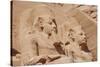 Statues of Pharaoh Ramesses II decorating facade of temple, The Great Temple, Abu Simbel, Nubia-Derek Hall-Stretched Canvas