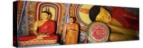 Statues of Seated, Standing and Sleeping Buddha, Isurumuniya, Anuradhapura, Sri Lanka, Asia-Bruno Morandi-Stretched Canvas