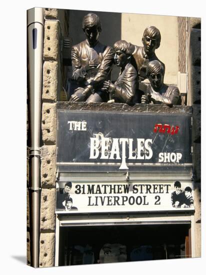 Statues of the Beatles, the Cavern Quarter, Liverpool, England, United Kingdom-Charles Bowman-Stretched Canvas