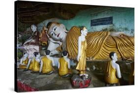 Statues of the Buddha at the Kawgun Buddhist Cave-Tuul-Stretched Canvas