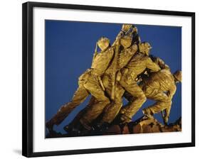 Statues of the U.S. Marine Corps on the Iwo Jima Memorial at Night in Arlington, Virginia, USA-Hodson Jonathan-Framed Photographic Print