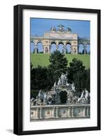 Statues on a Fountain with Archs in the Background in a Garden-null-Framed Photographic Print