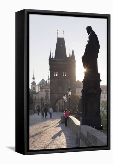 Statues on Charles Bridge-Markus Lange-Framed Stretched Canvas