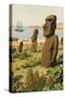 Statues on Easter Island-null-Stretched Canvas