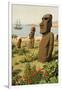 Statues on Easter Island-null-Framed Giclee Print