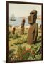 Statues on Easter Island-null-Framed Giclee Print