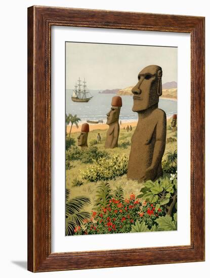 Statues on Easter Island-null-Framed Giclee Print