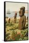 Statues on Easter Island-null-Framed Stretched Canvas