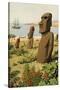 Statues on Easter Island-null-Stretched Canvas