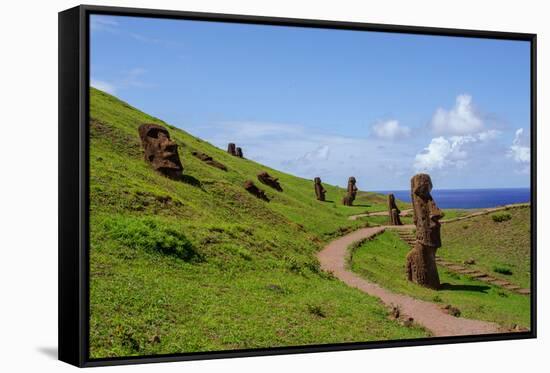 Statues on Isla De Pascua. Rapa Nui. Easter Island-Vladimir Krupenkin-Framed Stretched Canvas