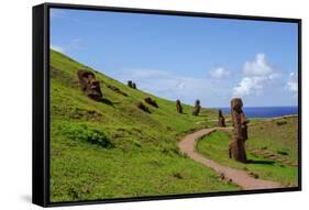 Statues on Isla De Pascua. Rapa Nui. Easter Island-Vladimir Krupenkin-Framed Stretched Canvas