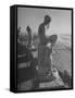 Statues on Sutro Heights Overlooking the Broad Expanse of the Ocean Beach-Hansel Mieth-Framed Stretched Canvas