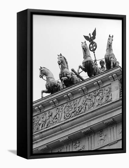 Statues on Top of Brandenburg Gate-Murat Taner-Framed Stretched Canvas