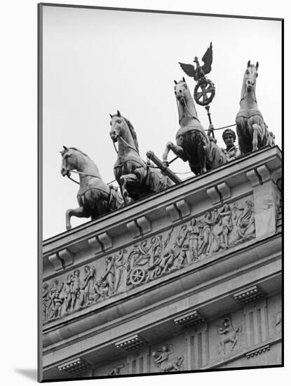 Statues on Top of Brandenburg Gate-Murat Taner-Mounted Photographic Print