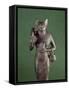 statuette de la déesse Bastet tenant le panier, l'égide et le sistre-null-Framed Stretched Canvas