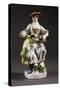 Statuette Depicting Colombine with Hurdy-Gurdy-Johann Joachim Kandler-Stretched Canvas