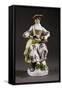 Statuette Depicting Colombine with Hurdy-Gurdy-Johann Joachim Kandler-Framed Stretched Canvas