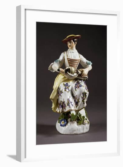 Statuette Depicting Colombine with Hurdy-Gurdy-Johann Joachim Kandler-Framed Giclee Print