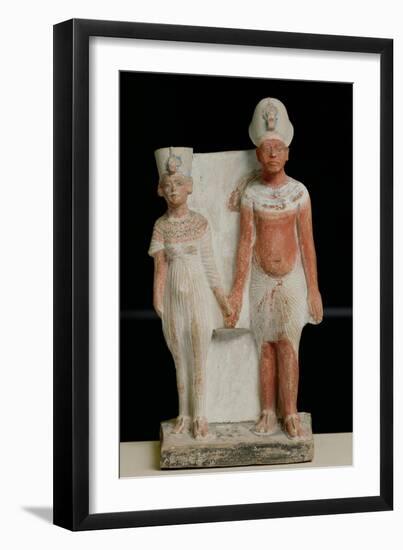 Statuette of Amenophis IV (Akhenaten) and Nefertiti, from Tell El-Amarna, Amarna Period New Kingdom-null-Framed Giclee Print