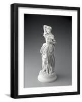 Statuette posée sur un socle rond, jeune femme en costume XVIIIème (sujet Watteau).-null-Framed Giclee Print