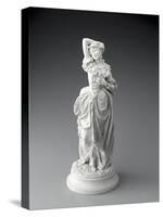 Statuette posée sur un socle rond, jeune femme en costume XVIIIème (sujet Watteau).-null-Stretched Canvas